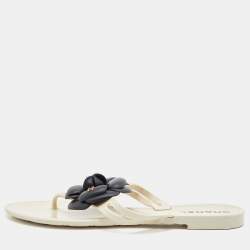 CHANEL, Shoes, Chanel Camellia Thong Jelly Sandals Black