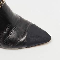Pre Owned Chanel Black Leather  CC Logo Mules Size 39 