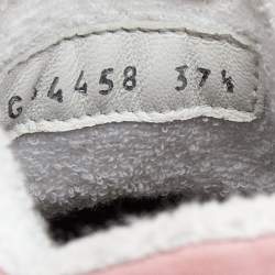 Pre Owned Chanel Pink/White Fabric and Mesh CC High Top Sneakers Size 37.5