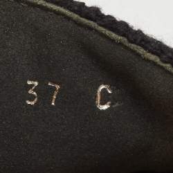 Chanel Black Tweed CC Platform Slide Sandals Size 37