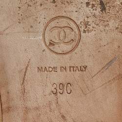 مملوكة مسبقًا Chanel Beige/Black Leather CC Cap Toe Bow Ballet Flats Size 39