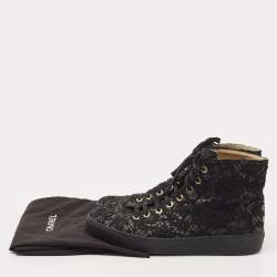 Pre Owned Chanel Black Lace CC High Top Sneakers Size 38