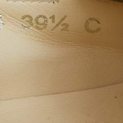 Pre Owned Chanel Metallic Gold Leather CC Slip On Espadrilles Flats Size 39.5