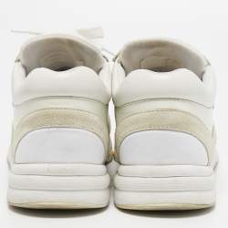 Chanel Grey/White Suede and Fabric CC  Low Top Sneakers Size 38.5
