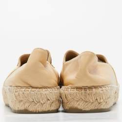 Chanel Black/Beige Leather CC  Espadrille Flats Size 38