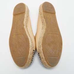 Chanel Black/Beige Leather CC  Espadrille Flats Size 38