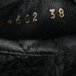 Pre Owned Chanel Black Quilted Leather Logo Cord Rope Cork Slingback Sandals Size 38