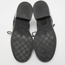 Chanel Black Patent Leather and Fabric Lace  Up Oxford Size 37  