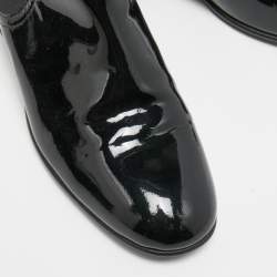 Chanel Black Patent Leather CC Chelsea Boots Size 39.5
