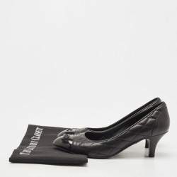 Chanel Black Quilted Leather and CC Cap Toe Pumps Size 37