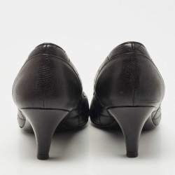 Chanel Black Quilted Leather and CC Cap Toe Pumps Size 37