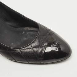 Chanel Black Quilted Leather and CC Cap Toe Pumps Size 37