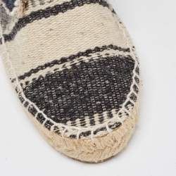 Chanel Black/white Knit Fabric Striped Lace-Up Espadrille Sneakers Size 39