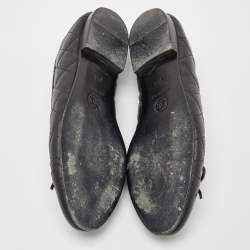 Chanel Black Quilted Leather CC Bow Ballet Flats Size 36.5