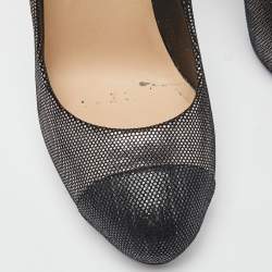 Pre Owned Chanel Metallic Laminated Suede CC Pumps Size 37