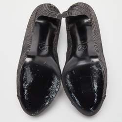 Pre Owned Chanel Metallic Laminated Suede CC Pumps Size 37