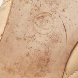 Pre Owned Chanel Beige Leather CC Logo Ballet Flats Size 36