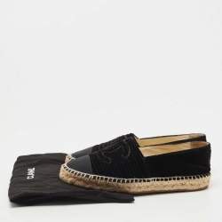 Chanel Black Velvet and Fabric CC Espadrille Flats Size 38