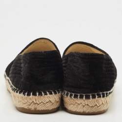 Chanel Black Velvet and Fabric CC Espadrille Flats Size 38