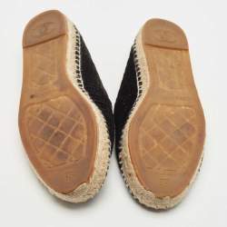 Chanel Black Velvet and Fabric CC Espadrille Flats Size 38