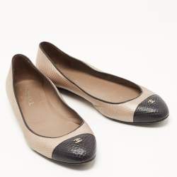 Chanel Brown/Black Leather CC Ballet Flats Size 42