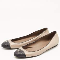 Chanel Brown/Black Leather CC Ballet Flats Size 42