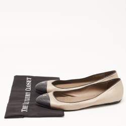 Chanel Brown/Black Leather CC Ballet Flats Size 42