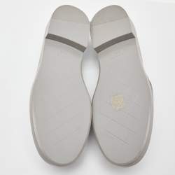 Pre Owned Chanel Grey Quilted Leather CC Turnlock Loafers Size 38.5