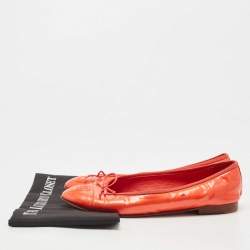 Pre Owned Chanel Red Patent CC Ballet Flats Size 41