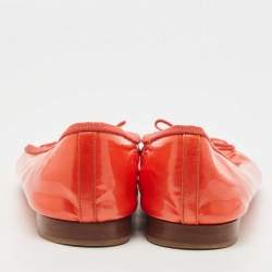 Pre Owned Chanel Red Patent CC Ballet Flats Size 41
