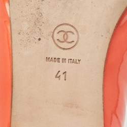 Pre Owned Chanel Red Patent CC Ballet Flats Size 41