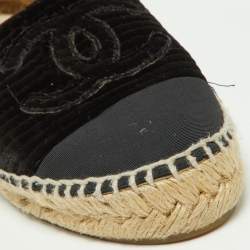 Chanel Black Velvet and Fabric CC Espadrille Flats Size 36