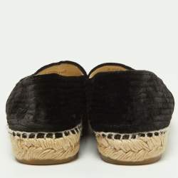 Chanel Black Velvet and Fabric CC Espadrille Flats Size 36