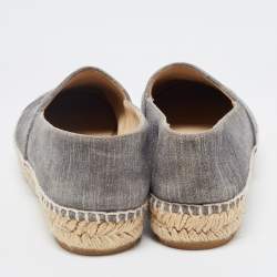 Chanel Grey Suede CC Espadrille Flats Size 37 