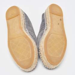 Chanel Grey Suede CC Espadrille Flats Size 37 