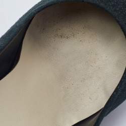 Pre Owned Chanel Black Suede CC Cap Toe Pumps Size 38.5