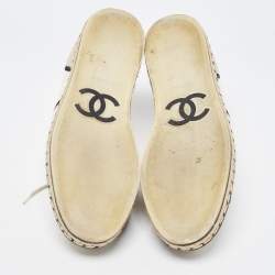 Pre Owned Chanel White/Cream Canvas Lace Up Espadrille Sneakers Size 40.5