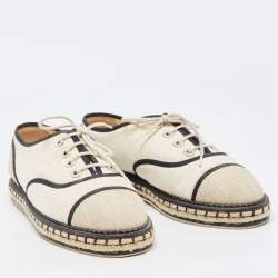 Pre Owned Chanel White/Cream Canvas Lace Up Espadrille Sneakers Size 40.5