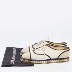 Pre Owned Chanel White/Cream Canvas Lace Up Espadrille Sneakers Size 40.5