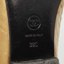 Pre Owned Chanel Gold Leather CC Ballet Flats Size 38