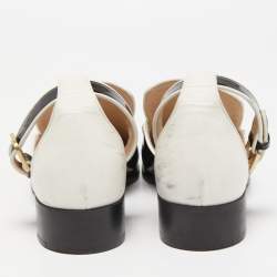 Chanel Black/Cream Patent and Leather Cutout Loafers Size 37.5
