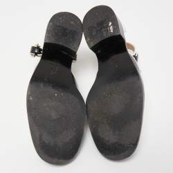 Chanel Black/Cream Patent and Leather Cutout Loafers Size 37.5