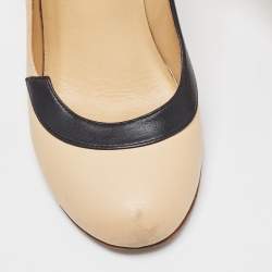 Pre Owned Chanel Tricolor Leather CC Round Toe Pumps Size 39.5