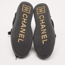 Pre Owned Chanel Black Leather and Suede CC High Top Sneakers Size 37