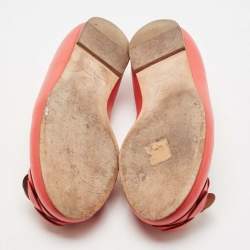 Chanel Red Leather Camelia Ballet Flats Size 37.5
