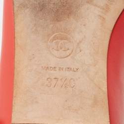 Chanel Red Leather Camelia Ballet Flats Size 37.5