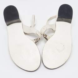 Chanel White Leather Slingback Sandals Size 37