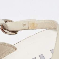 Chanel White Leather Slingback Sandals Size 37