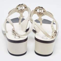 Chanel White Leather Slingback Sandals Size 37
