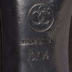 Chanel Black Satin Block Heel Pumps Size 37.5